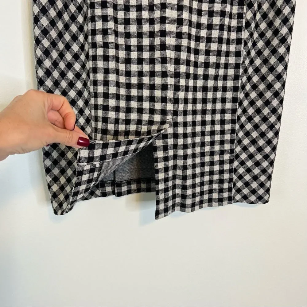 J. Jill Ponte Black and White Gingham Check Pencil Skirt Size Medium Pull on